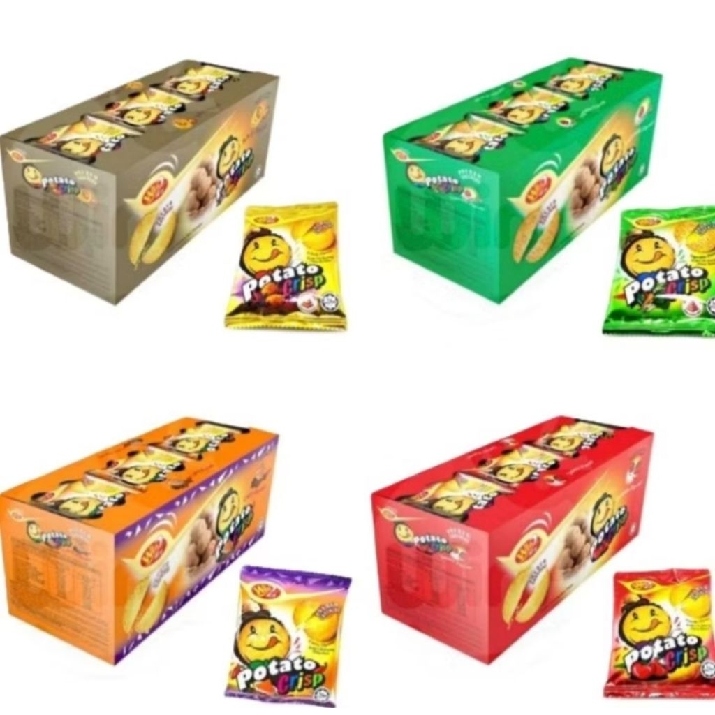 Win2 Potato Crisp 30 ชิ้น x 20 กรัม รสบาร์บีคิว / ผัก / มะเขือเทศ / แกงกะหรี่