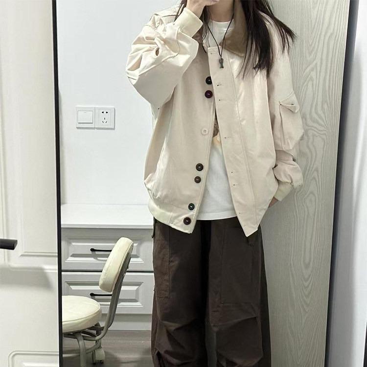 เสื้อแจ็คเก็ตทำงานปกปกแบบอเมริกันพร้อมเสื้อเครื่องแบบเบสบอ รูปที่ 4