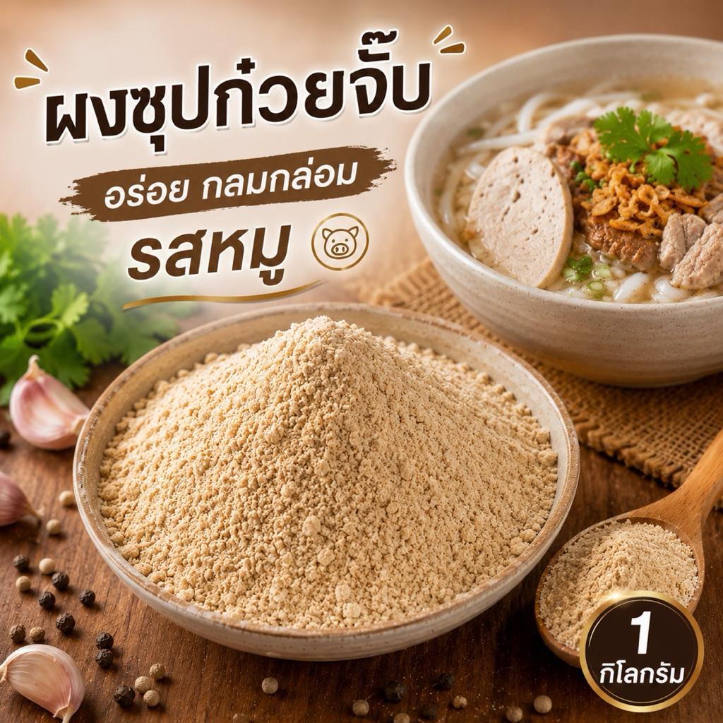 ผงซุป 1 กิโลกรัม สำหรับทำก๋วยจั๊บญวน สูตรเข้มข้น อร่อย กลมกล่อม 1 ห่อ ต่อน้ำ 20 ลิตร (ใส่เนื้อสัตว์เพิ่มได้ตามใจ)