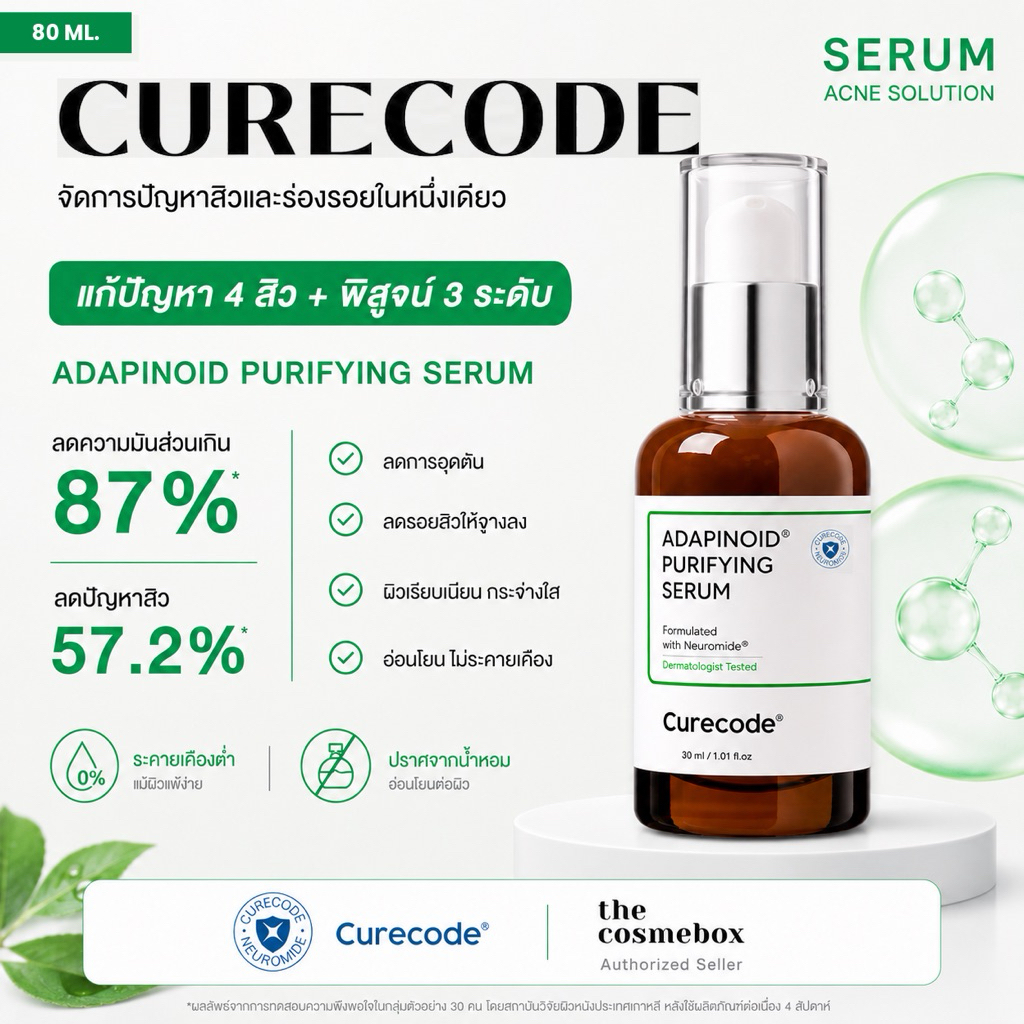 💚 CURECODE Adapinoid Purifying Serum (เรตินอยด์ Gen 3)