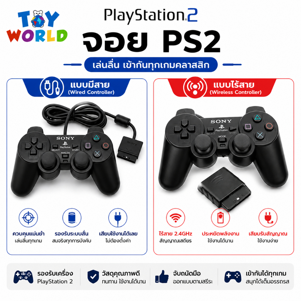 จอยไร้สาย PS2 จอย PS2 ไร้สาย (Ps2 Joy stick)(Ps2 wireless controller) ร้านไทย ส่งจาก กทม