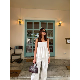 creamy mood pants กางเกงฉลุลูกไม้