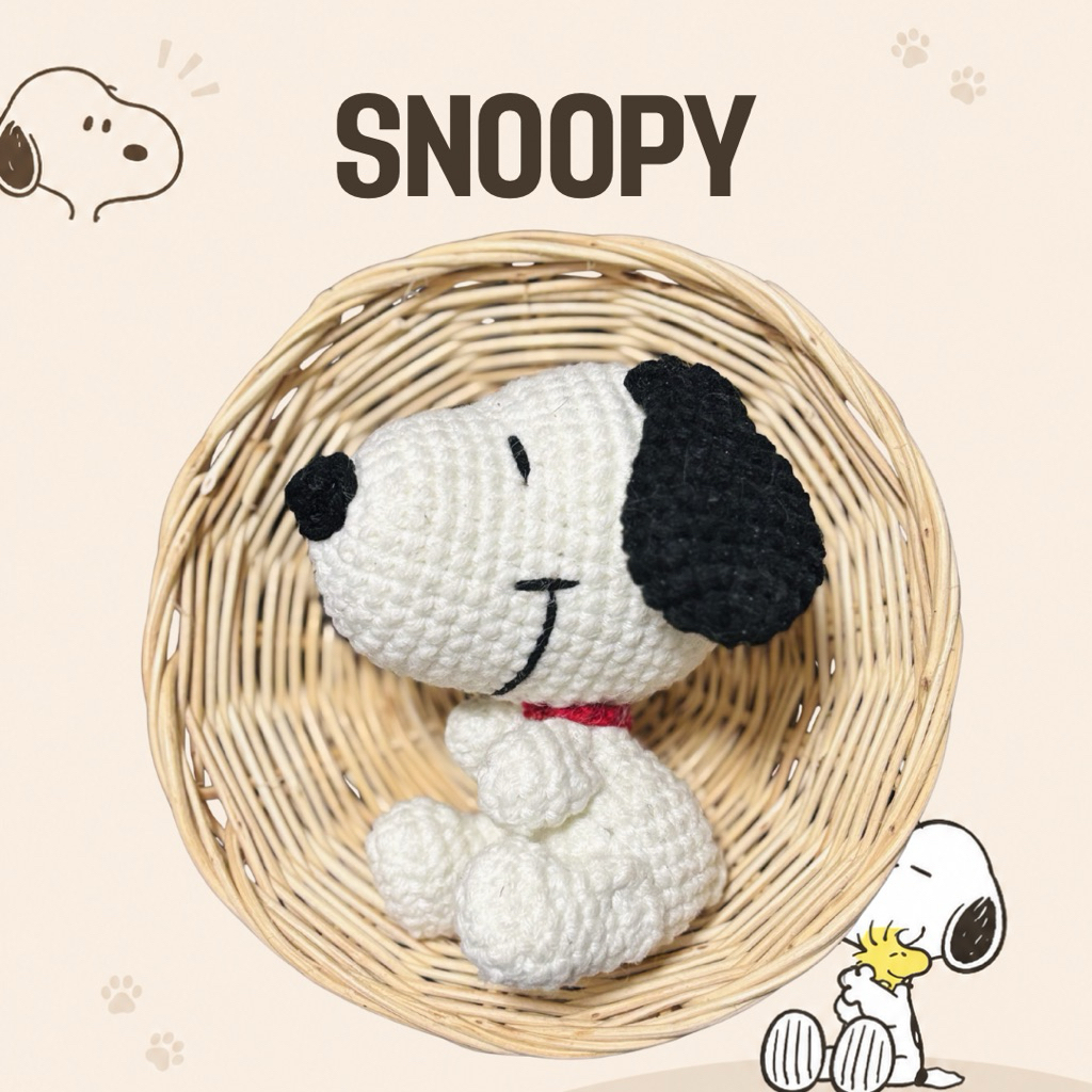 ตุ๊กตาถัก | Snoopy | พวงกุญแจไหมพรม | Snoopy Crochet Doll | ใช้เวลาถัก 2-3 วัน