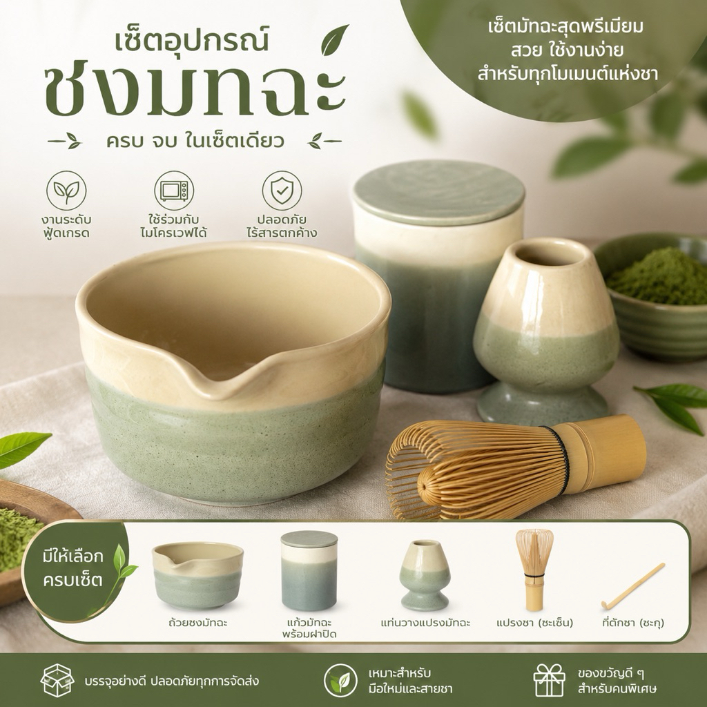 ถ้วยมัทฉะ สำหรับชงชาเชียว ขนาดปากกว้าง 5 นิ้ว คละสี