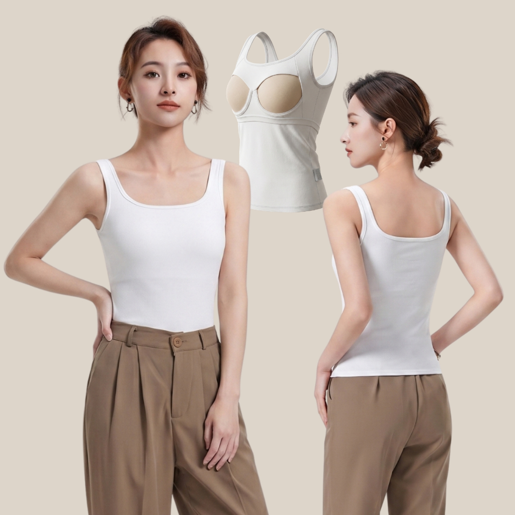 WsimpleBra | Myla Tank Top เสื้อกล้าม คอรูปตัวยู  มีบราในตัว เลิกใส่ชุดชั้นในและซิลิโคลปิดจุก