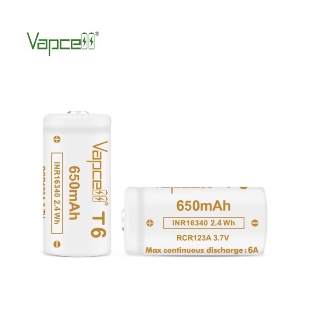 Vapcell INR16340 650mah 3.7Vถ่านชาร์จ 16340 ถ่านVapcell (123A)