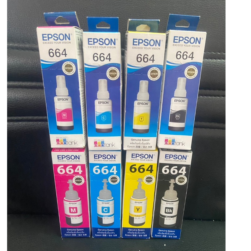 EPSON หมึกเติม 664 T664 ของแท้ มีกล่องปีต่ำ22-24รับประกันการใช้งาน
