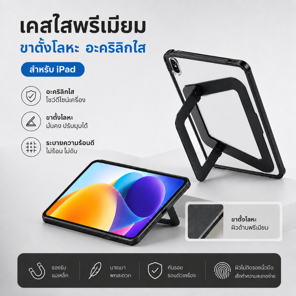 เคสไอแพด gen11 เคส iPad gen10 พร้อมขาตั้ง หมุนตั้งได้ กันกระแทก สำหรับ Pro11 Air5 Gen9/8/7