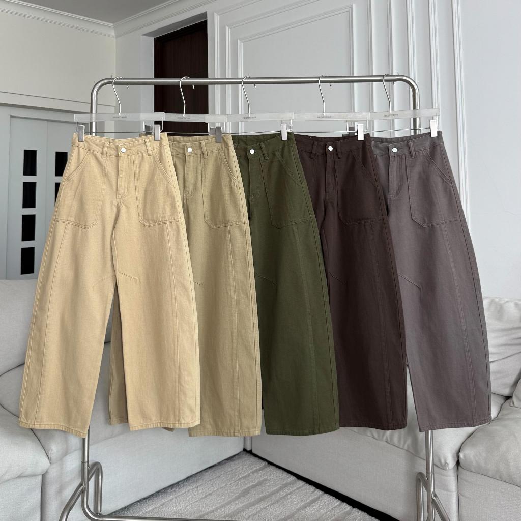 PTJ30315 Como Barrel กางเกงยีนส์ทรงบาเรลลายทหาร PROMTHONG
