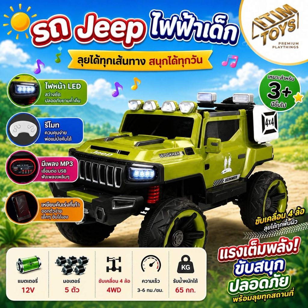 itimtoys รถไฟฟ้าเด็กทรงจิ๊บอ๊อฟโร๊ดไฟแยอะมากบังคับผ่านมือถือได้ DFBL01