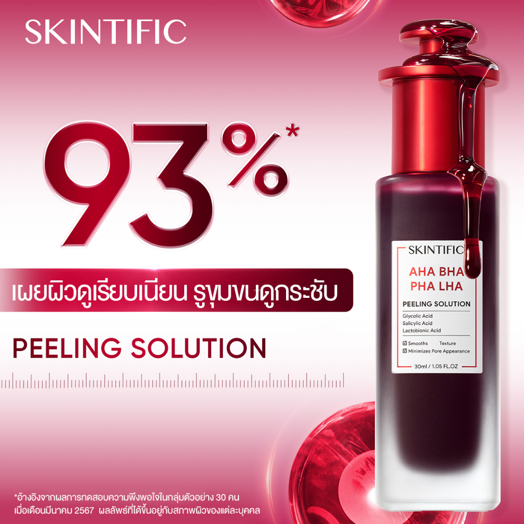 SKINTIFIC AHA BHA PHA LHA Peeling Solution serum essence | เซรั่มลดการเกิดสิว กระชับรูขุมขน ลดความมั