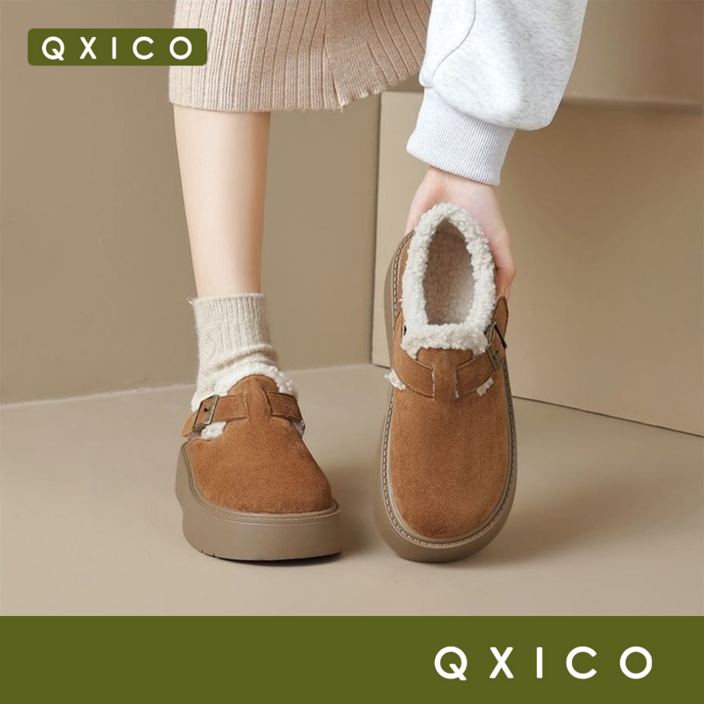 (ส่งด่วน❗️) QXICO รุ่น CM176 รองเท้าโลฟเฟอร์บุขน รองเท้าบุขนกันหนาว