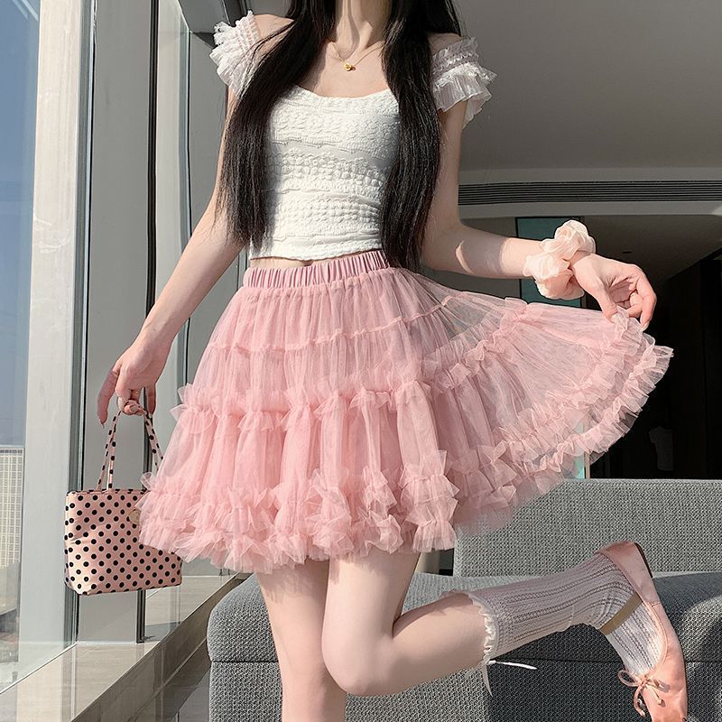 พร้อมส่งLameiStore 2026 กระโปรงบัลเล่ต์ลูกไม้หรูหรา รูปที่ 6