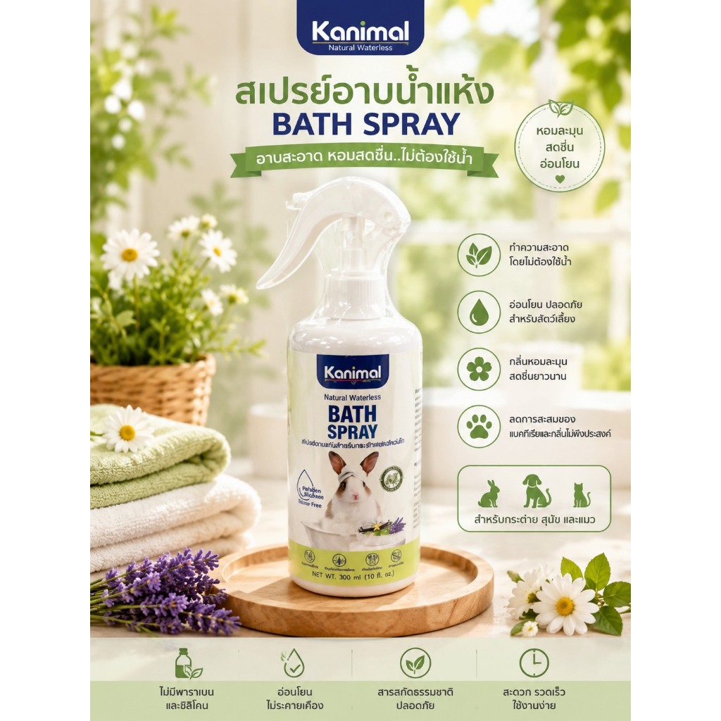 Kanimal Bath Spray Foam สเปรย์โฟม สำหรับกระต่ายและสัตว์เล็ก