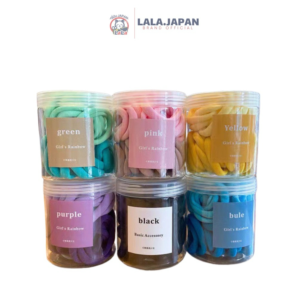 สินค้าพร้อมส่ง ยางรัดผม ยางมัดผม โทนสีพาสเทลหลากหลายสี นุ่มยึดหยุ่นสไตล์เกาหลี กระปุก(50เส้น)