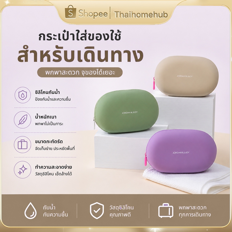 กระเป๋าเครื่องสำอางกันน้ำ ขนาดใหญ่ ทนทานและกันน้ำ วัสดุซิลิโคนยืดหยุ่น จุอุปกรณ์ได้เยอะ พกพาง่าย