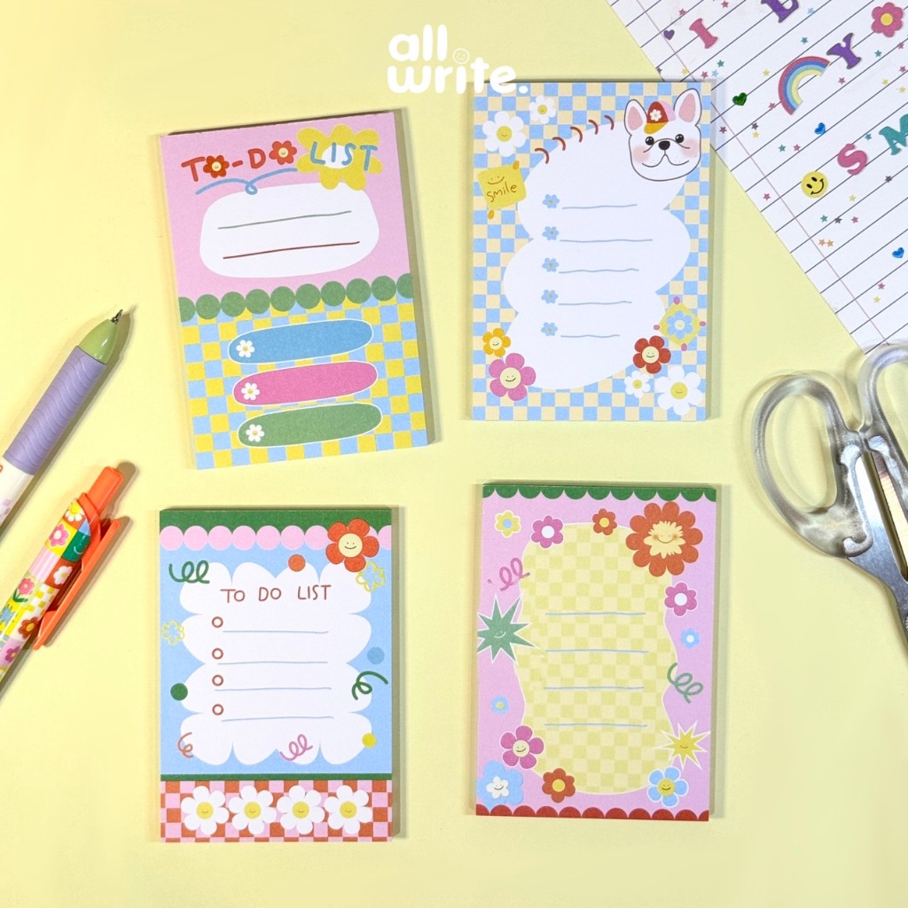 allwrite To Do List กระดาษโน้ต ดีไซน์น่ารัก สีพาสเทล ใช้สำหรับจดรายการสิ่งที่ต้องทำ 50 แผ่น