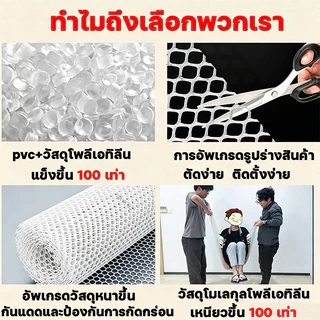 ตาข่ายพลาสติก ตาข่ายล้อมรั้ว ทนแดด หน้ากว้าง 30/50/80/100 ซม. สีขาว [ขนาดตา 0.6/1.2 ซม.]