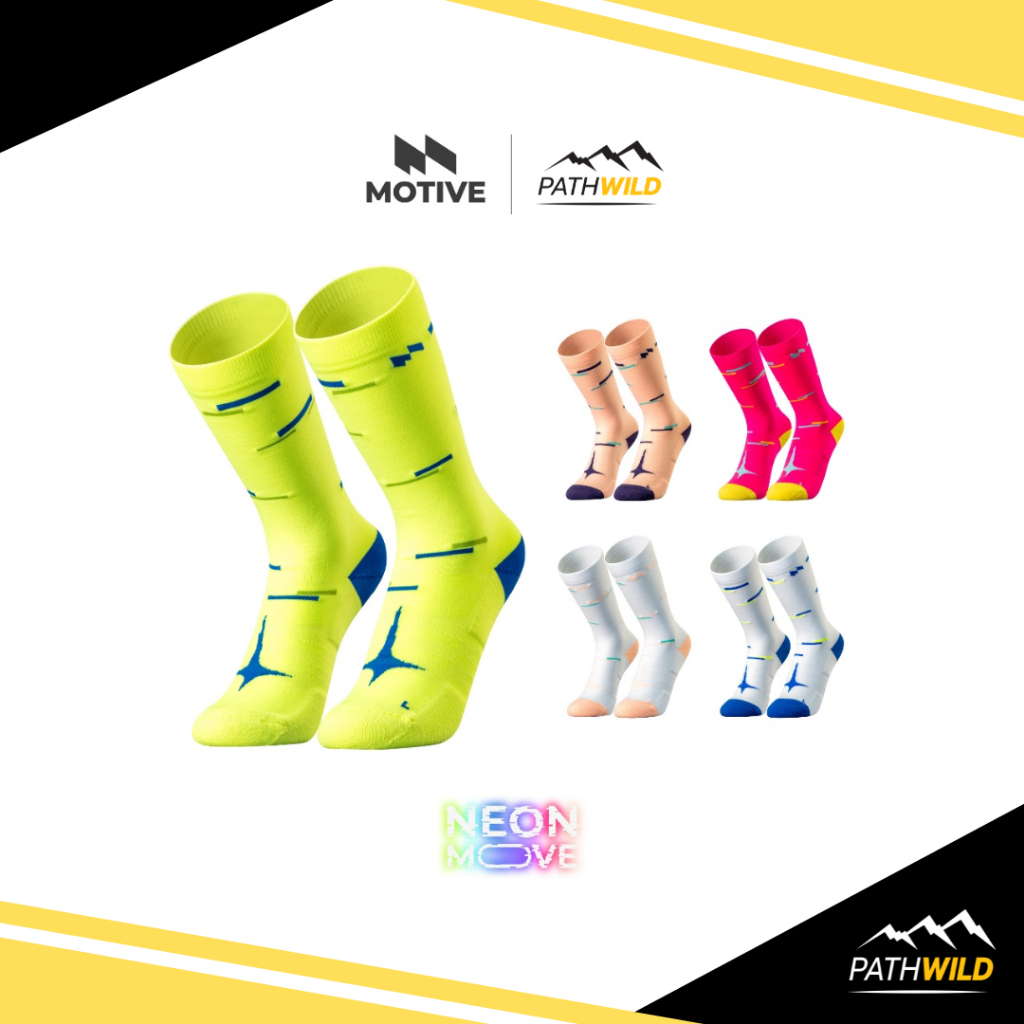ถุงเท้าวิ่ง MOTIVE NEON MOVE COLLECTION - Performance ไร้ตะเข็บ กระชับกลางอุ้งเท้า เบา แห้งเร็ว ระบายอากาศได้ดี