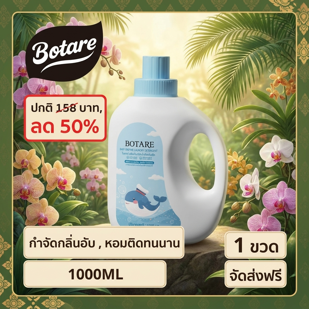 【4000ml】Botare น้ำยาซักผ้าเด็ก ผ่านการทดสอบทางผิวหนัง ช่วยลดการระคายเคือง ซักล้างง่าย ไม่มีแอลกอฮอล์