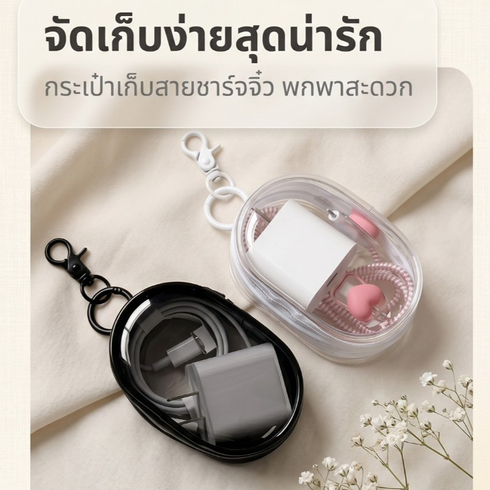 กระเป๋าพวงกุญแจ เก็บสายชาจ หูฟัง ดีไซร์มินิมอล พกพาง่ายกระเป๋ามัลติฟังชั่น