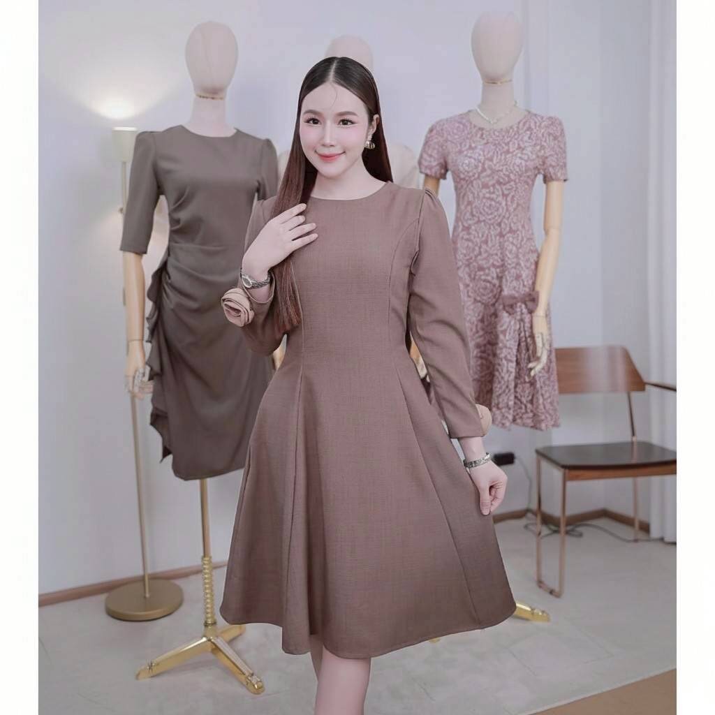 N3 เดรสออกงาน ชุดทำงานแต่งดีเทลสวยสุภาพเรียบหรู