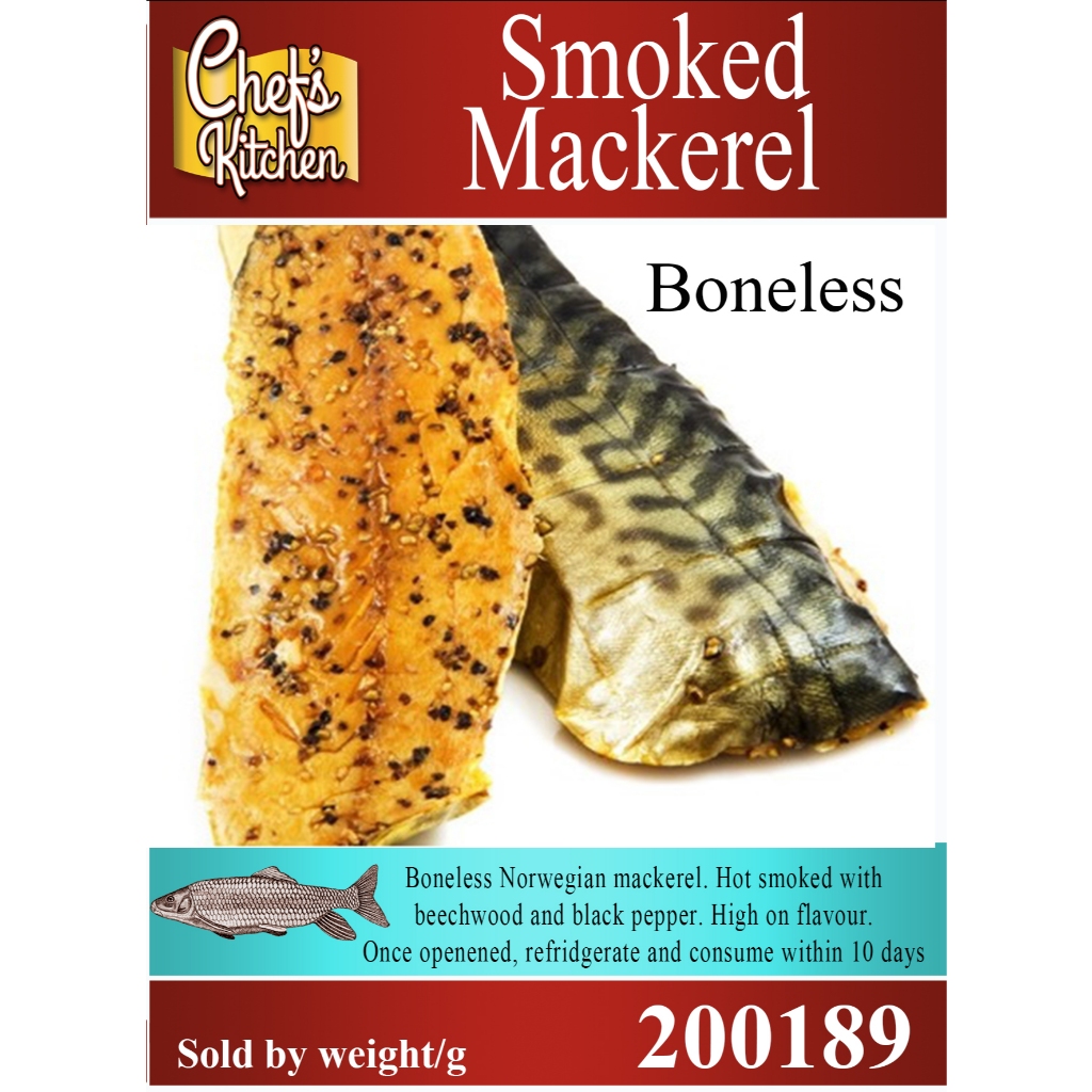 Smoked boneless mackerel x 2 fillets 170-180g - ปลาแมคเคอเรลรมควันไร้ก้าง 2ชิ้น 170-180 กรัม