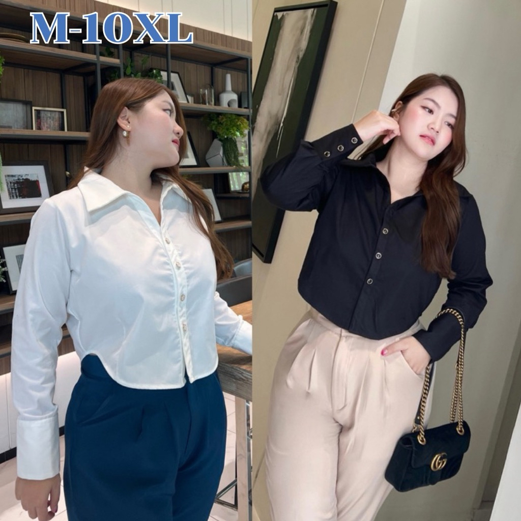 เชิ้ตครอป สาวอวบใส่แล้วเอวคอด ไซซ์ M-10XL รุ่น Ivy Shirt