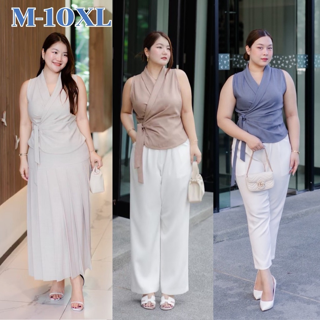 เสื้อผูกเอว ใส่แล้วผอมมาก มี5สี ถึงอก56 ใหญ่กว่านี้สั่งตัดได้ค่ะ รุ่น Ella