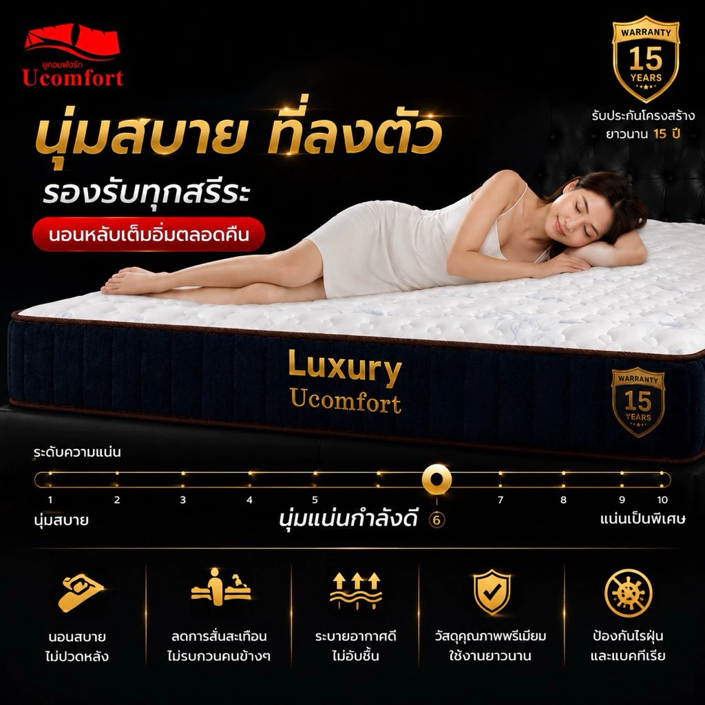 ที่นอน UCOMFORT รุ่น Luxury Pocket Spring พ็อกเก็ตสปริงเสริมยางพารา thumbnail 6