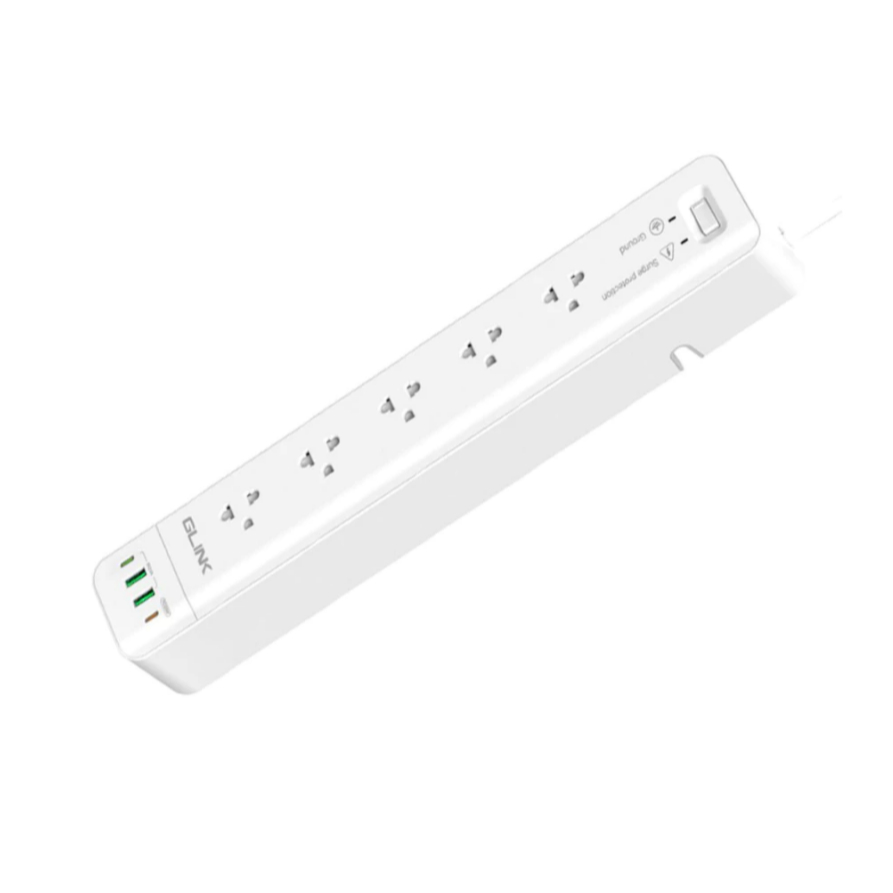 GLINK Socket Extension Plug ปลั๊กพ่วง รุ่น GLS-01 ปลกั๊ไฟ 5 ชอ่ง 1 SW + USB-C + USB 2 ชอ่ง + PD 20W 