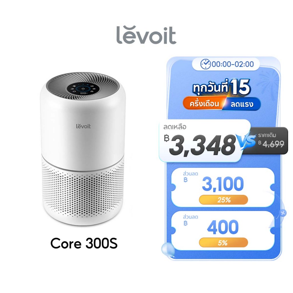 [สินค้าพร้อมส่ง] Levoit Core 300S Air Purifier PM2.5 App เครื่องฟอกอากาศ levoit 300s กรองอากาศ ประกั