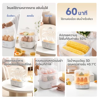 Simplus หม้อนึ่งไข่ไฟฟ้าขนาดเล็ก Electric Steamer Egg Cooker 3.12L ตัดไฟอัตโนมัติ Food Grade DZEG007