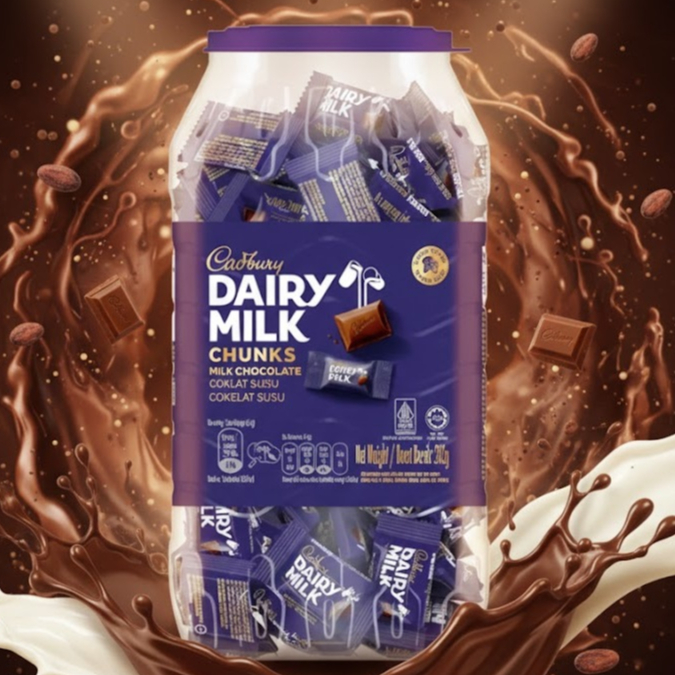 Cadbury Dairy Milk  🍫 ช็อกโกแลตนมเข้มข้น เนื้อเนียนนุ่ม น้ำหนัก 382 กรัม  มีตราฮาลาล BBF.07/03/27