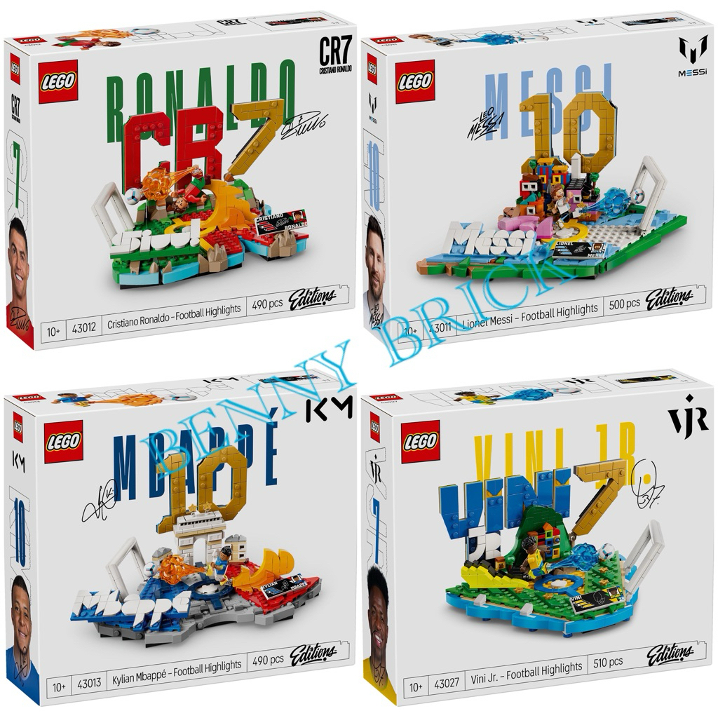 LEGO Editions Football Highlight : 40311 Messi, 43012 Ronaldo, 43013 Mbappe, 43027 Vini