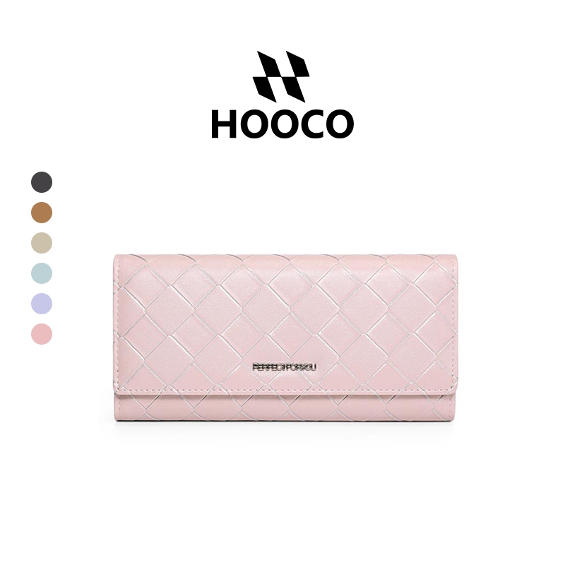 HOOCO กระเป๋าสตางค์ผู้หญิง กระเป๋าสตางค์ใบยาว มีสไตล์และหรูหรา กระเป๋าสตางค์หนัง ที่ใส่บัตรเครดิต มีช่องใส่การ์ดหลายช่อง