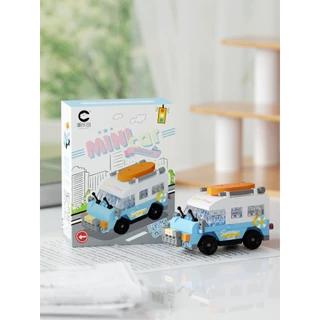 SR NEW ของเล่นตัวต่อนาโน3 มิติตัวต่อรถแคมป์ Camper Vanสไตล์มินิมอลของเล่น DIYของเล่นเสริมการเรียนรู้