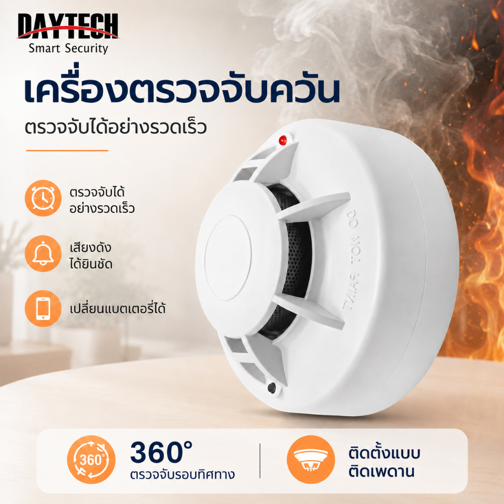🔥ส่งไวจากไทย🔥CallToU Smoke Detector มีไฟ LED เครื่องตรวจจับควัน สัญญาณเตือนไฟไหม้ SM12