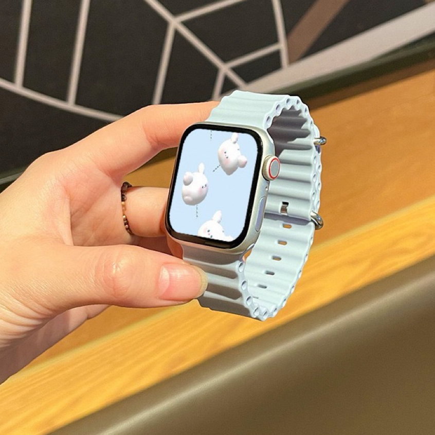 สายนาฬิกาซิลิโคน สําหรับ iWatch ultra smart watch สายคลื่น 49mm45mm46mm42mm40mm41mm38mm สายแอปเปิ้ลวอช