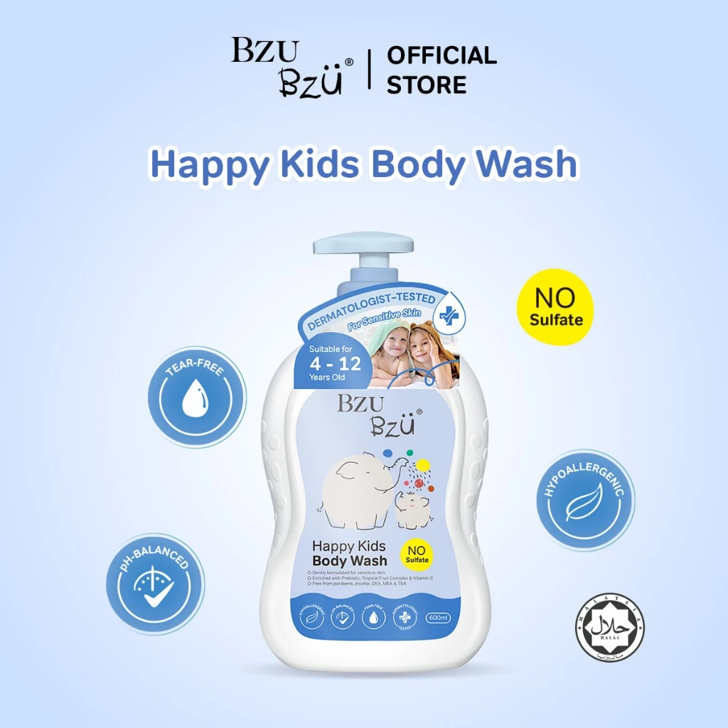 BZU BZU Happy Kids Body Wash 600ml บีซู บีซู สบู่อาบน้ำเด็ก สะอาด สดชื่น บำรุงผิวด้วยวิตามินC (4-12 ขวบ) thumbnail 3