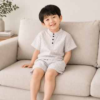 Hania kids พร้อมส่ง - ชุดเซต 2 ชิ้น ลายทาง มินิมอล เสื้อกางเกง ใส่สบาย - K5125796