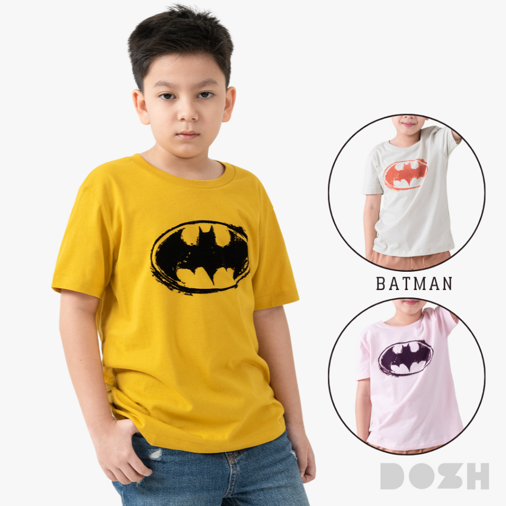 DOSH BOY'S T-SHIRTS BATMAN เสื้อยืดคอกลมเด็กชาย 3สี (ชมพูอ่อน-ครีม-เหลือง) PWBBT5006 (4-12)