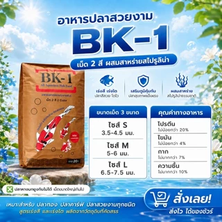 อาหารปลาคราฟ ปลาทอง ปลาสวยงาม BK-1 และ OMEGA แบ่งขาย 0.5 kg และ 1 kg ราคาถูก