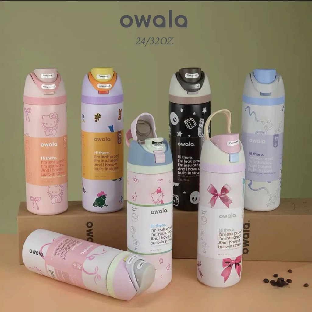 【พร้อมส่ง】OWALA freesip ขวดน้ำเก็บอุณหภูมิ โอวาล่า ความจุ24oz /32oz วัสดุสแตนเลส 304