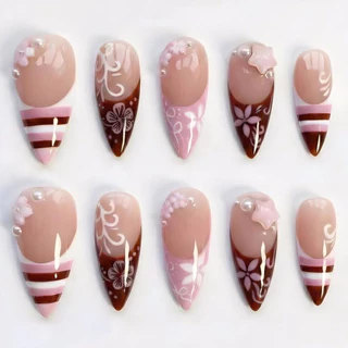 ၊၊||၊ Pearl Plaid Nails ၊၊||၊ (เปลี่ยนทรงได้ทุกลายทุกตะกร้า)