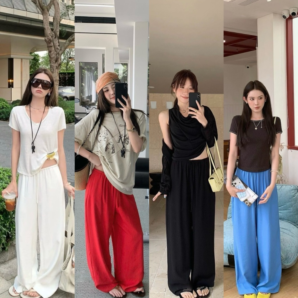 📍พร้อมส่ง📍9653# กางเกงขายาวมีเชือกรูดช่วงเอว มีกระเป๋าล้วงด้านข้าง เนื้อผ้าดี งานสวย   TAG:WG.WE 🇰🇷