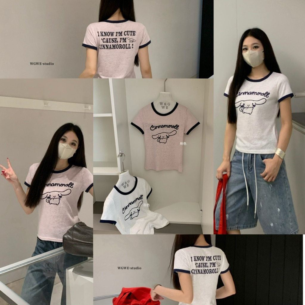 📍พร้อมส่ง ชมพู📍9692 เสื้อยืดคอกลมแขนสั้น สกรีนลายสกรีนหน้า - หลัง เนื้อผ้าดี ใส่สบาย  TAG : WG.WE 🇰🇷