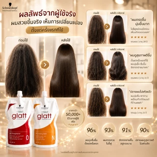 Schwarzkopf Strait Glatt ครีมยืดผม สูตรซาลอน ผมตรงลื่น ลดชี้ฟู ผมเงากระจก บำรุงผมเสีย 400ml x2 นำเข้าจากเยอรมัน