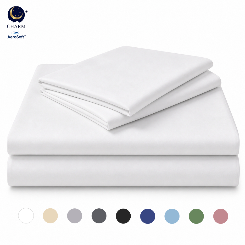 CHARM Essentials AeroSoft ชุดผ้าปูที่นอน Microtex รัดมุม+ปลอกหมอน 3.5/5/6 ฟุต นุ่ม ระบายอากาศ