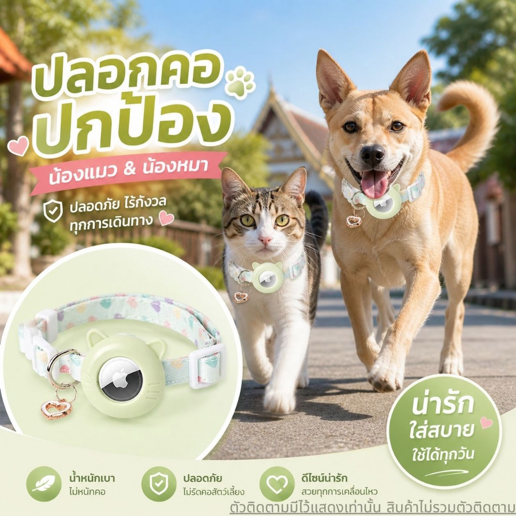 EQUAL ปลอกคอ+เคสGPS สำหรับสุนัขเเละเเมว ปลอกคอคอสัตว์ อุปกรณ์ติดตามสัตว์เลี้ยง มี 3 สีให้เลือก